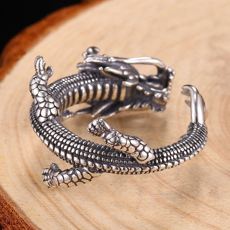 Mens Dragon Ring Sterling Silver Adjustable | SAVE 30% – Jewelrify