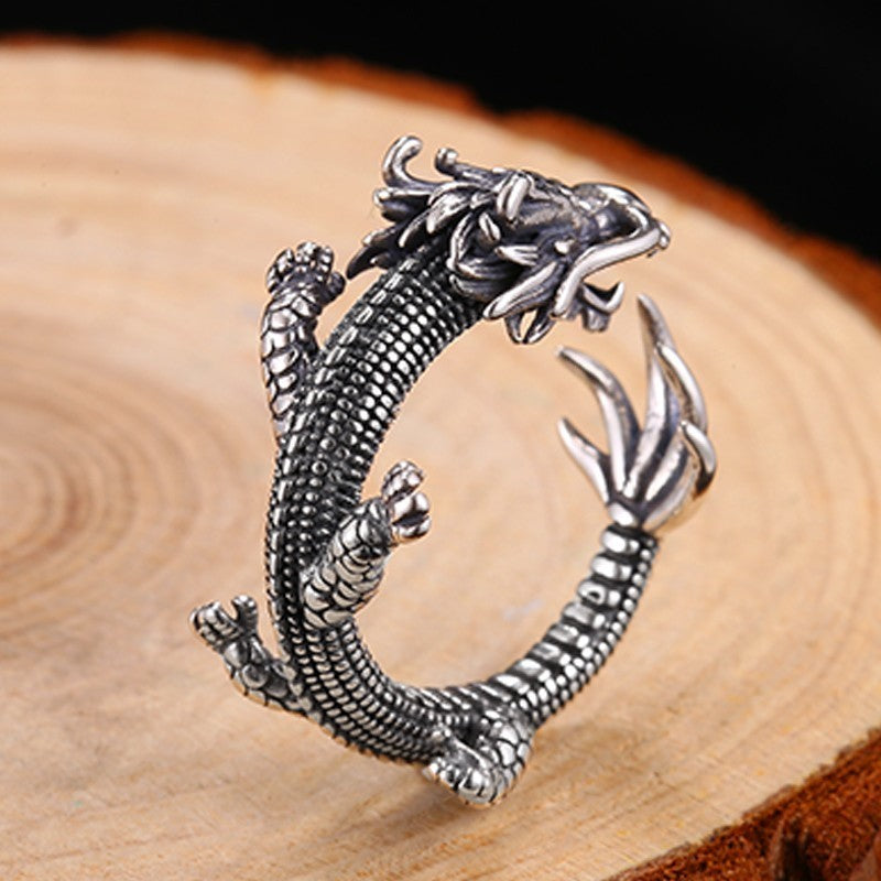 Mens Dragon Ring Sterling Silver Adjustable | SAVE 30% – Jewelrify