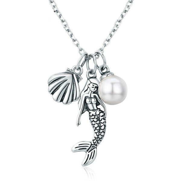 MERMAID NECKLACE in Sterling Silver w/ Pearl and Shell – Jewelrify