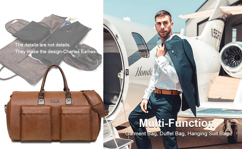 Leather Garment Bag for Travel, Modoker Carry On Suit Carrier Travel Bag  with Shoulder Strap/Multiple Pockets - Ideal for Business Trips & Weekend
