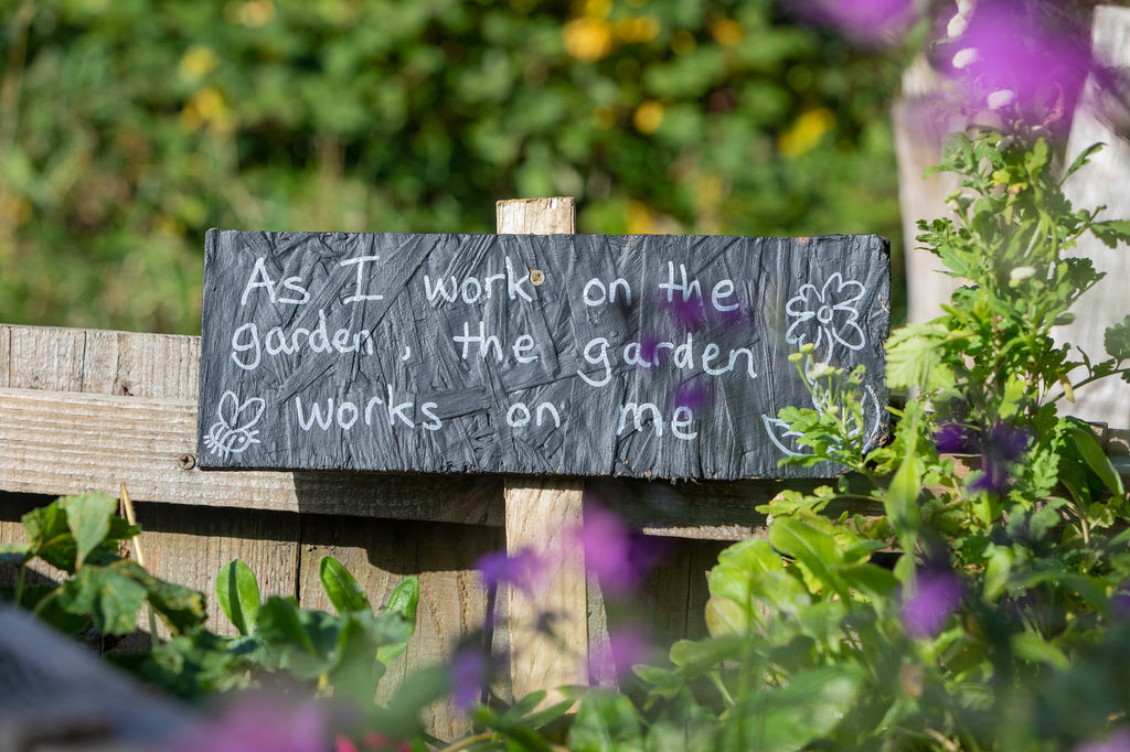 Motivational sign on garden fence.