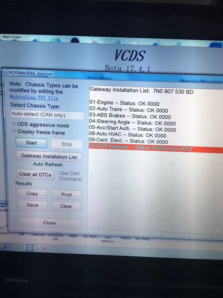 vcds 18.9 disconnecting