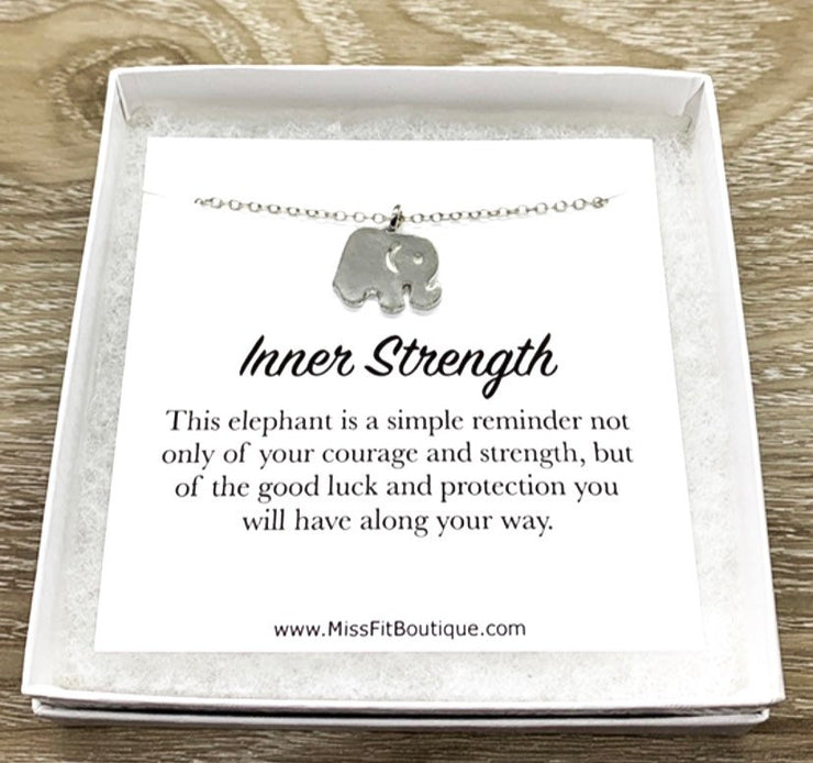 Lucky Elephant Necklace Card, Lucky Charm Pendant, Inner Strength Gift, Spirit Animal Gift, Spiritual Jewelry, Gift for Friend, Birthday
