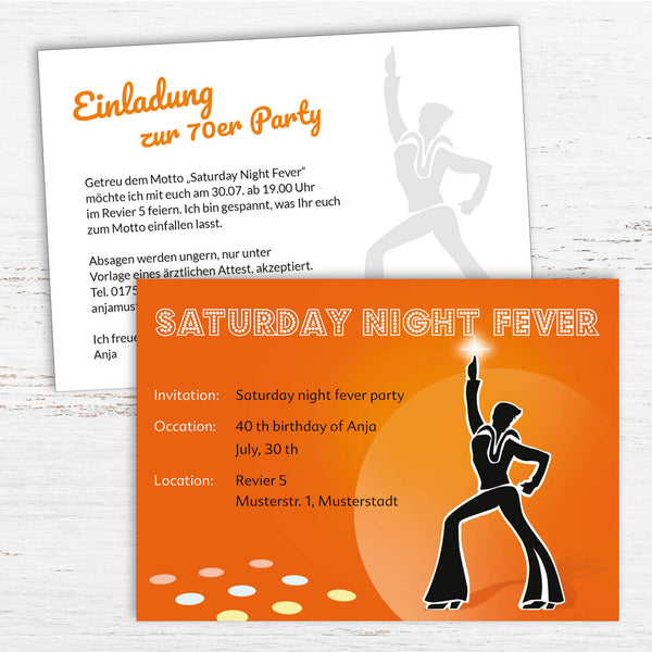 Motto Party Einladung 70er jahre: Saturday night fever