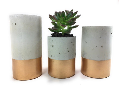 Concrete and Copper Painted Planters by UCDesigns