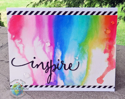 Inspire handmade rainbow watercolor greeting card