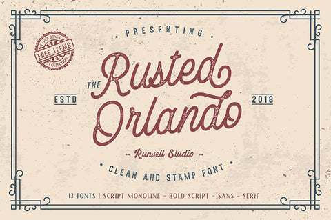 Rusted Orlando Textured Vintage Font Family