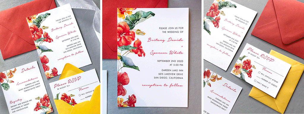 The Bianca Suite Web Banner - Wedding Stationery Collection with Orange and Yellow Watercolor Flowers
