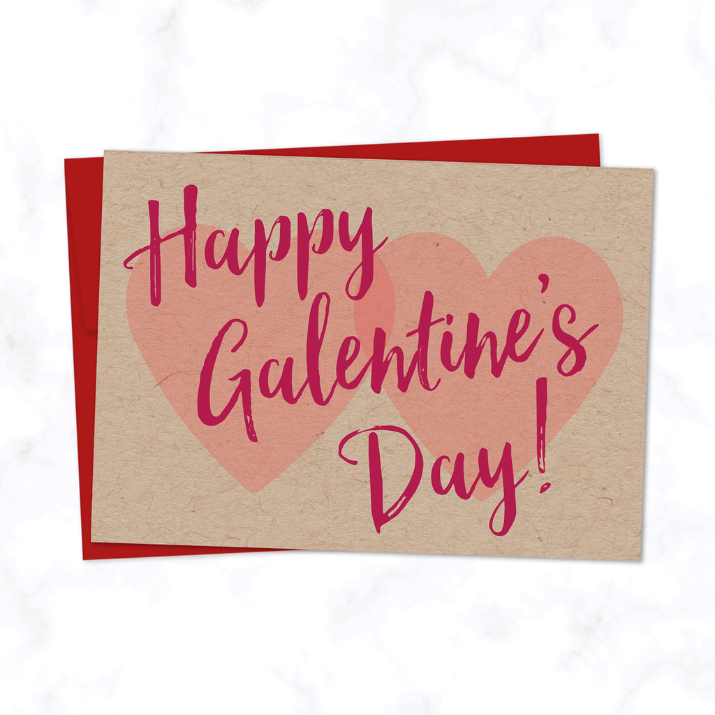 Galentine #39 s Day Card Modern Cursive Script and Hearts Design on Kraf