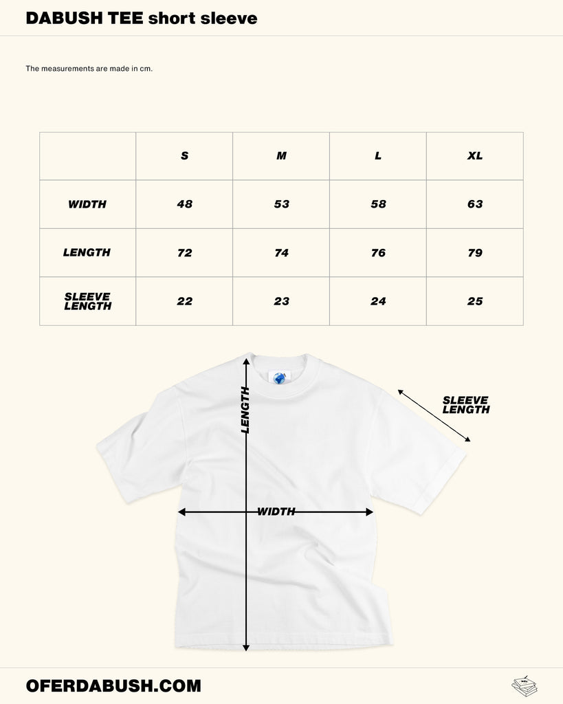 DABUSH T-SHIRT SIZE CHART