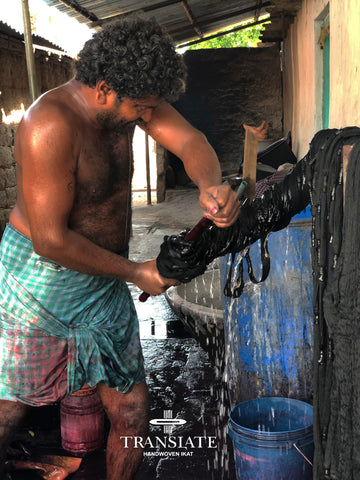 Artisan washing cotton hanks