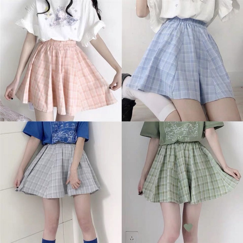JAPANESE PREPPY STYLE PLAID SKIRT BY61050 | aleeby