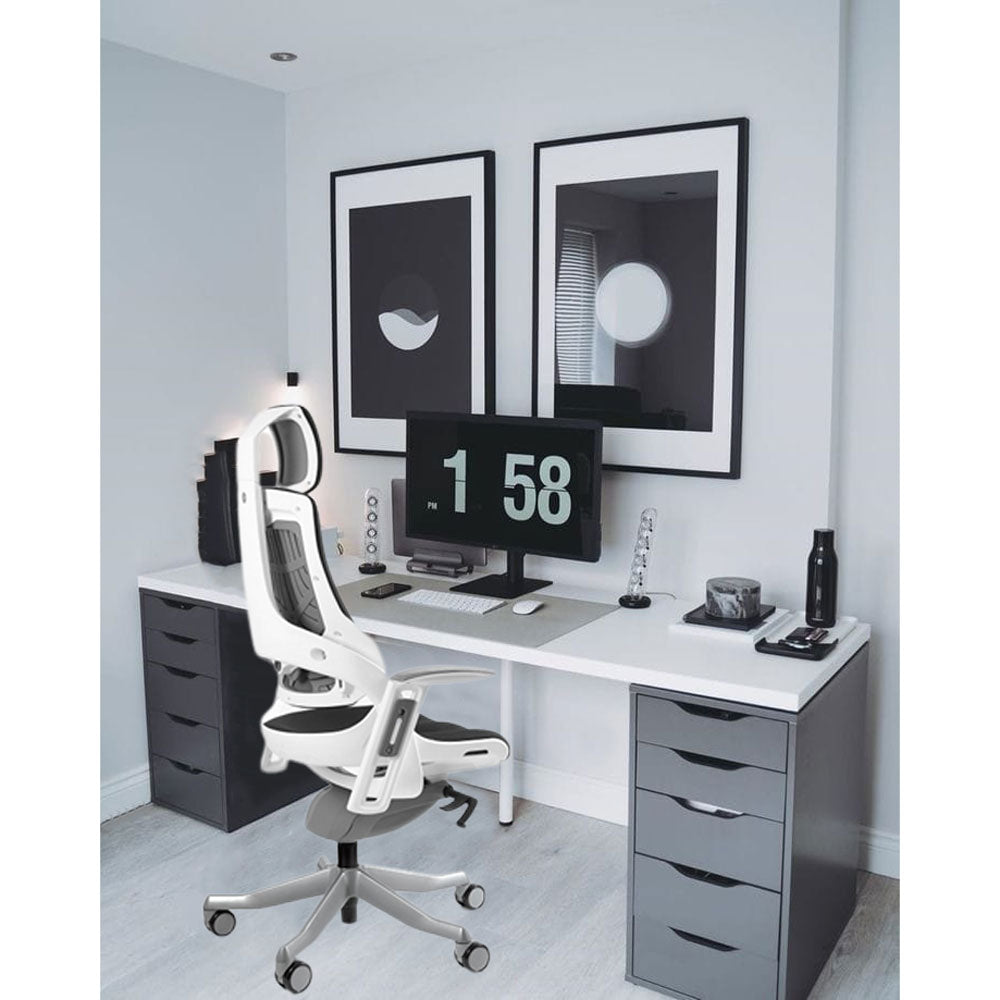 white and gray computer chair