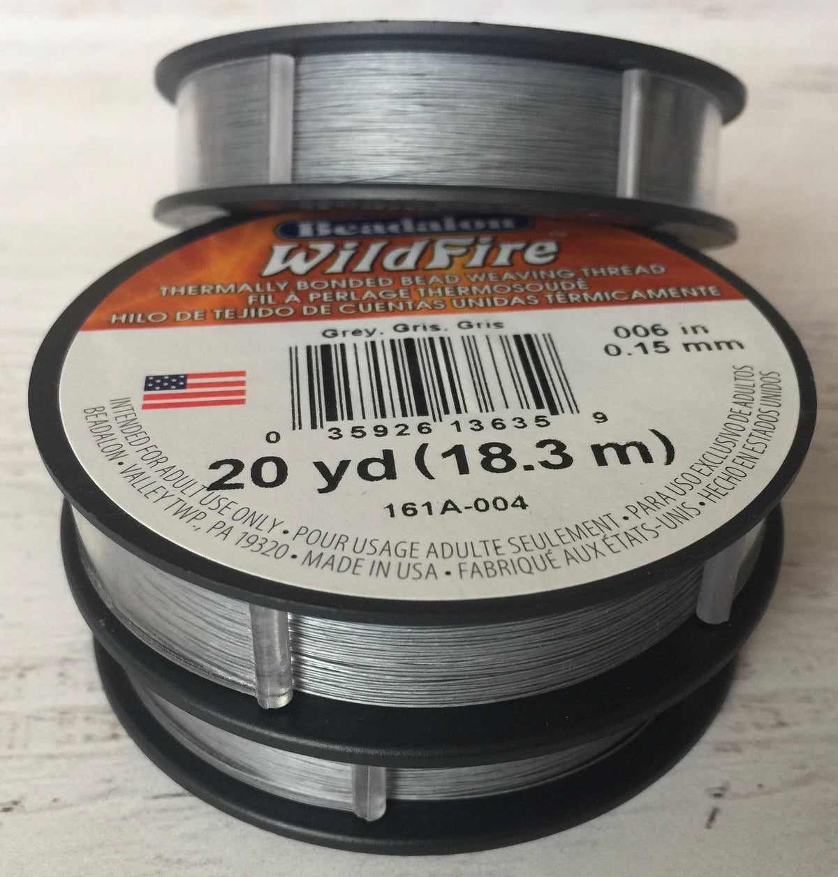 Wildfire Thermal Bonded Beading Thread, 20 Yard Spool, Frost / White (.006  Inch Thick)