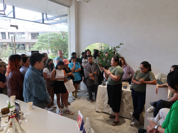 The crowd gathered for the Women in Coffee event at the Plain Sight HQ