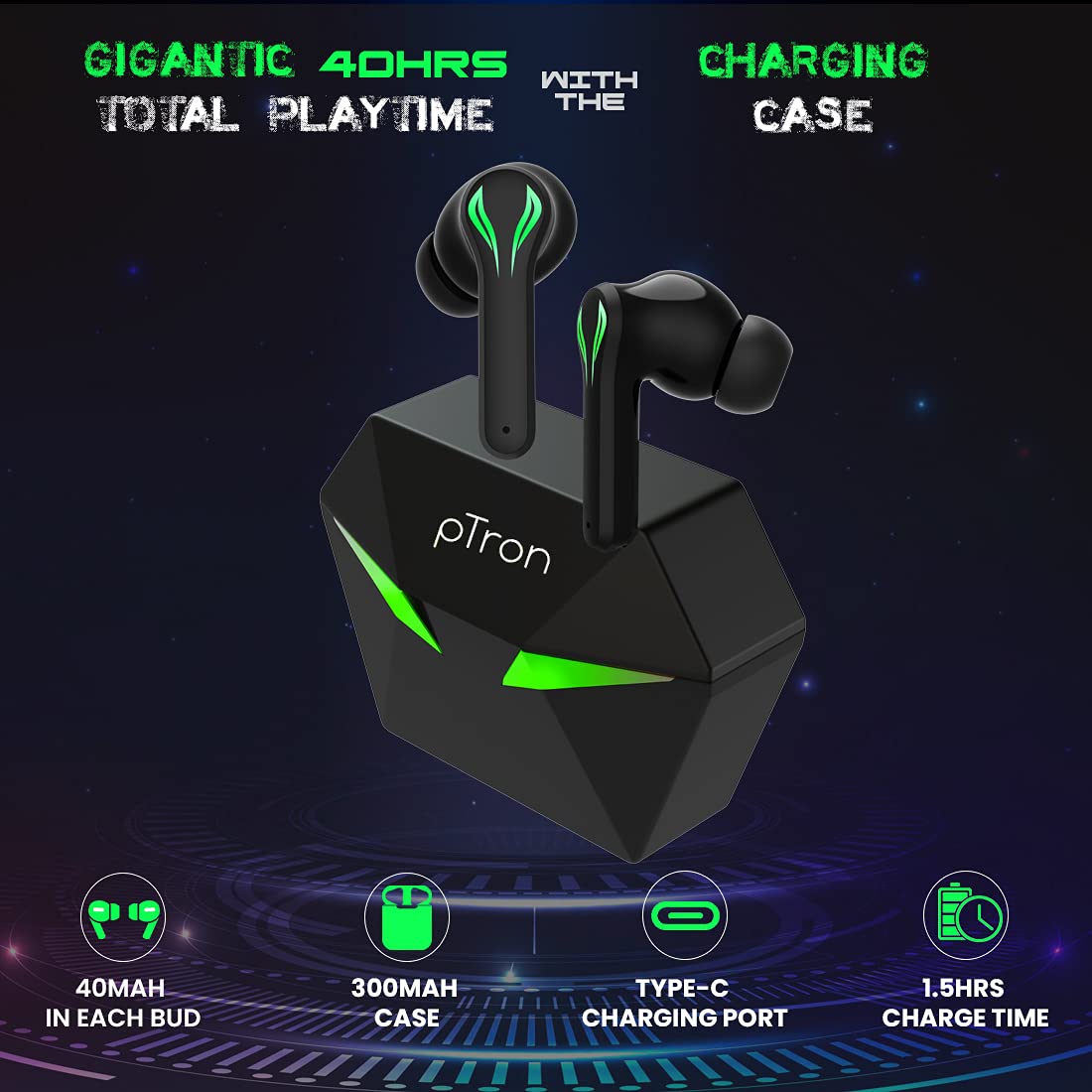 ptron bassbuds gaming