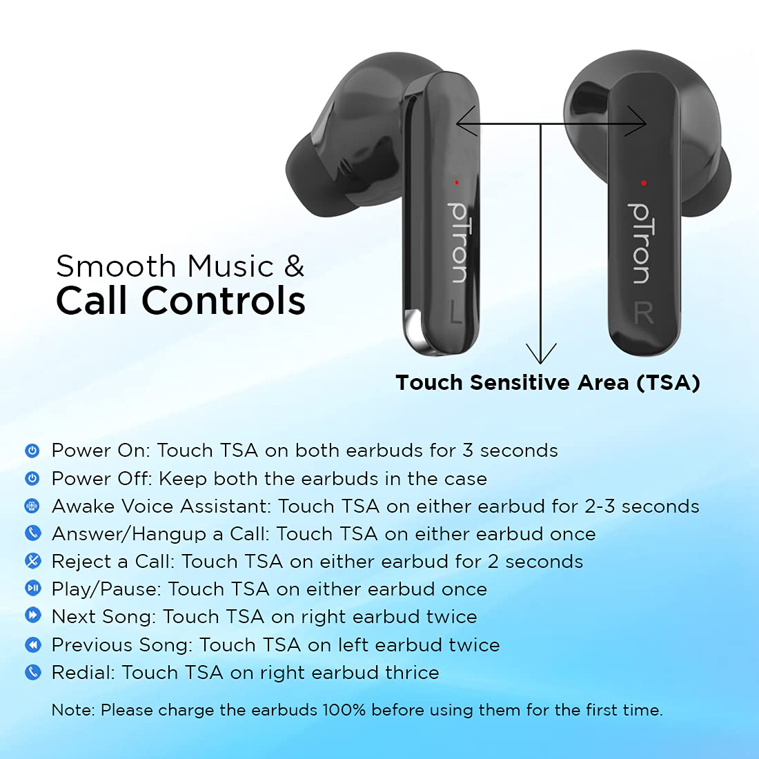 ptron bassbuds battery life