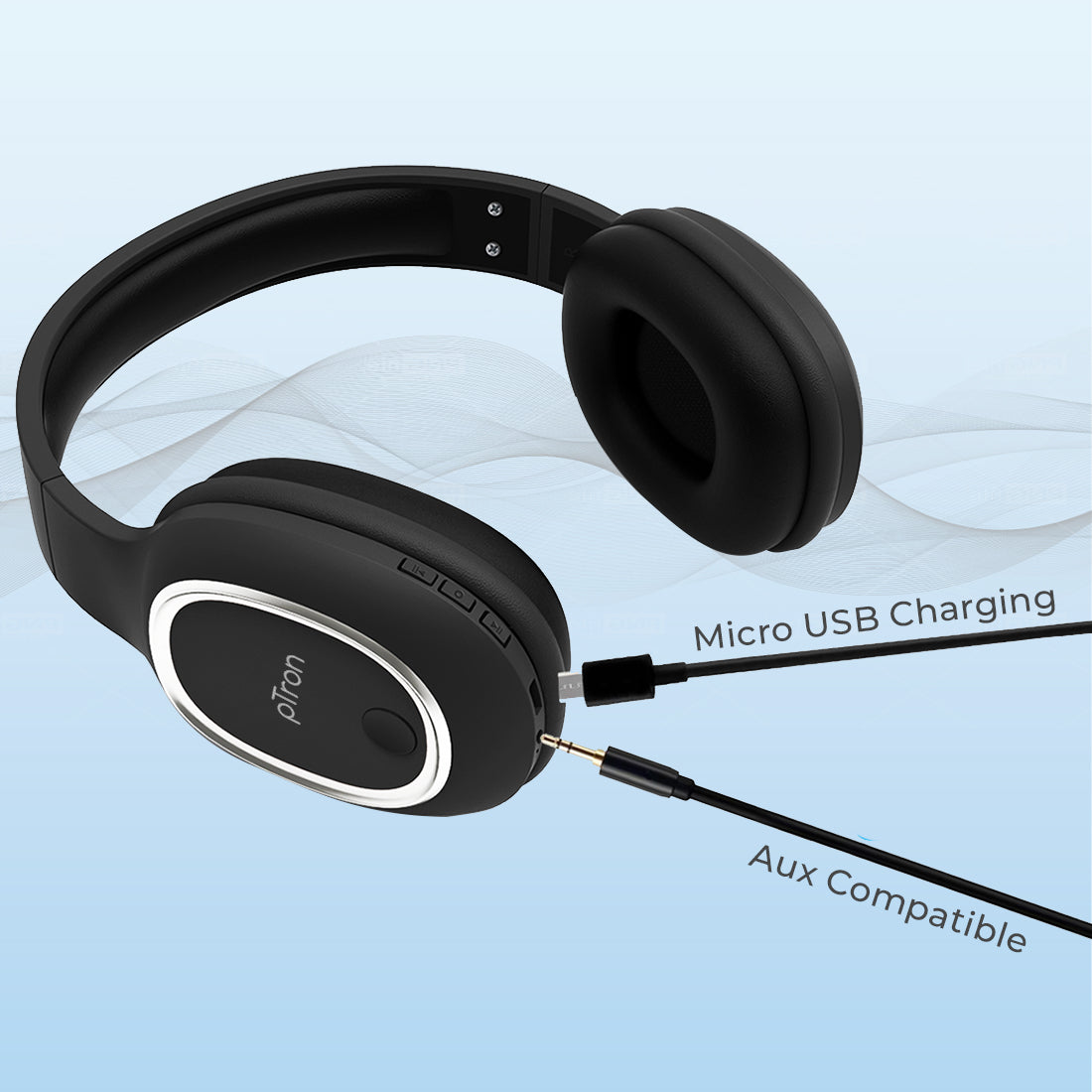 ptron studio over the ear bluetooth headphones