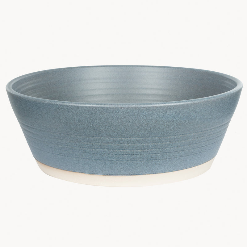 large grey ceramic fruit bowl