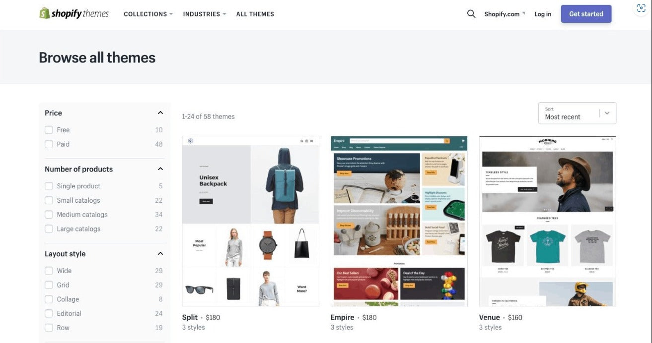 Choose a shopify theme