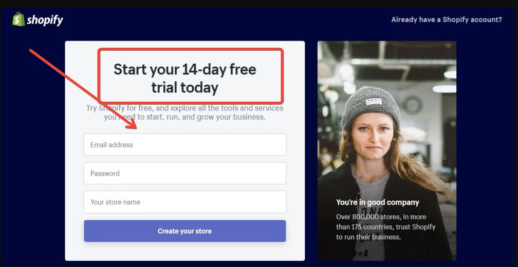 shopify signup