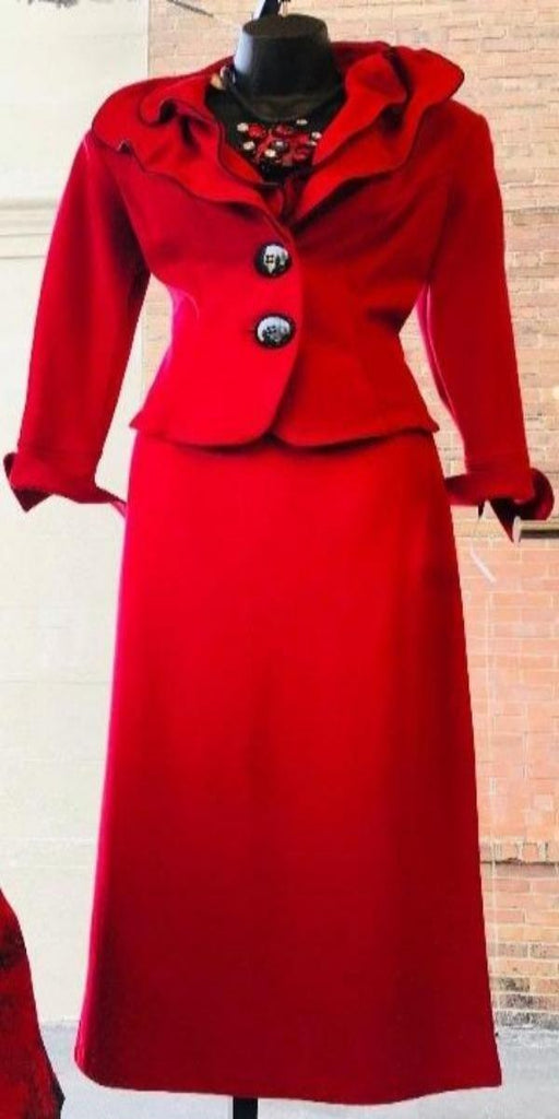 two piece red suit