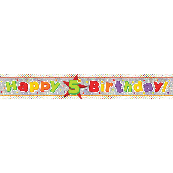 Banner - Happy 5th Birthday (Holographic) – Planet Bounce