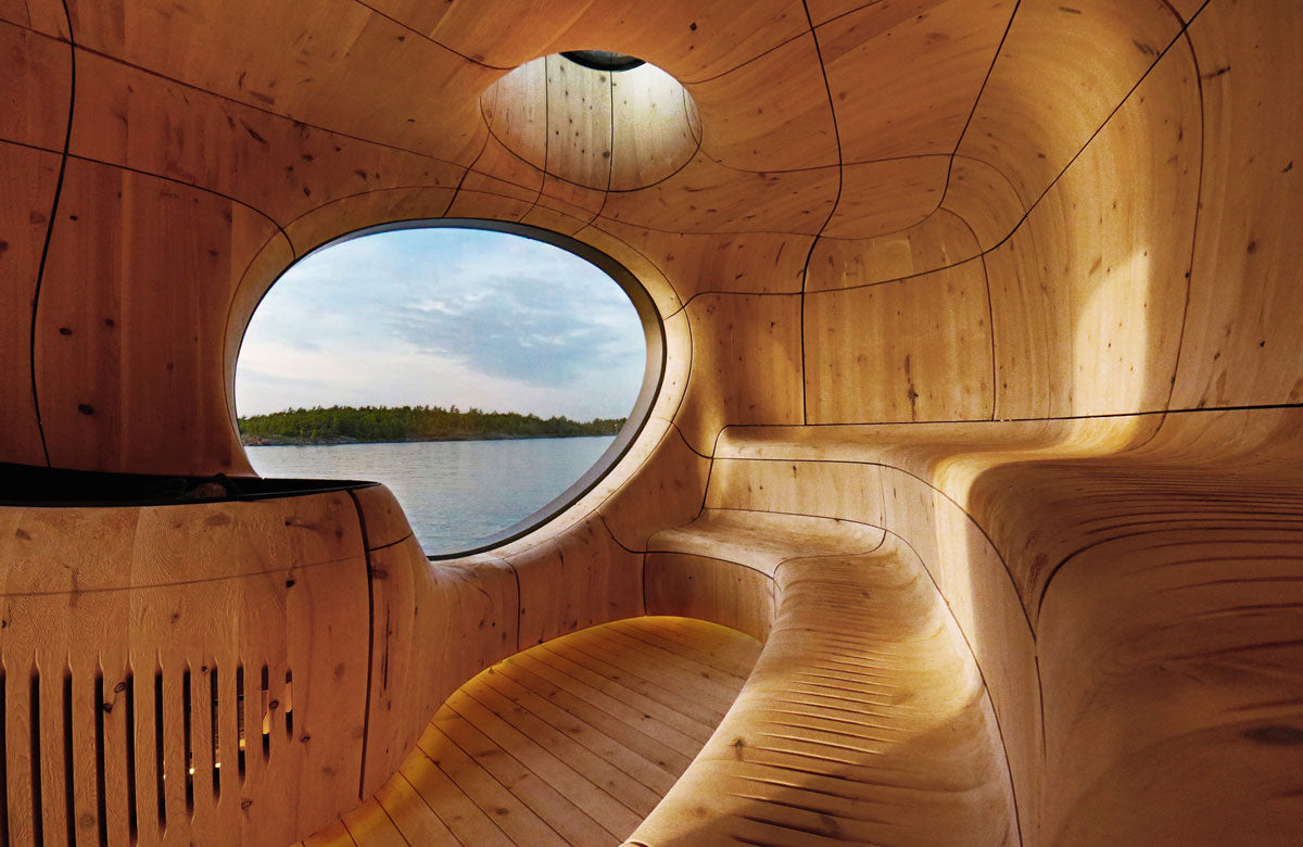 El equipo Partisans elaboró un sauna en Georgian Bay, Canadá, inspirada en las grutas italianas. El despacho quiso darle un homenaje al paisaje canadiense. (Foto: Jonathan Friedman)