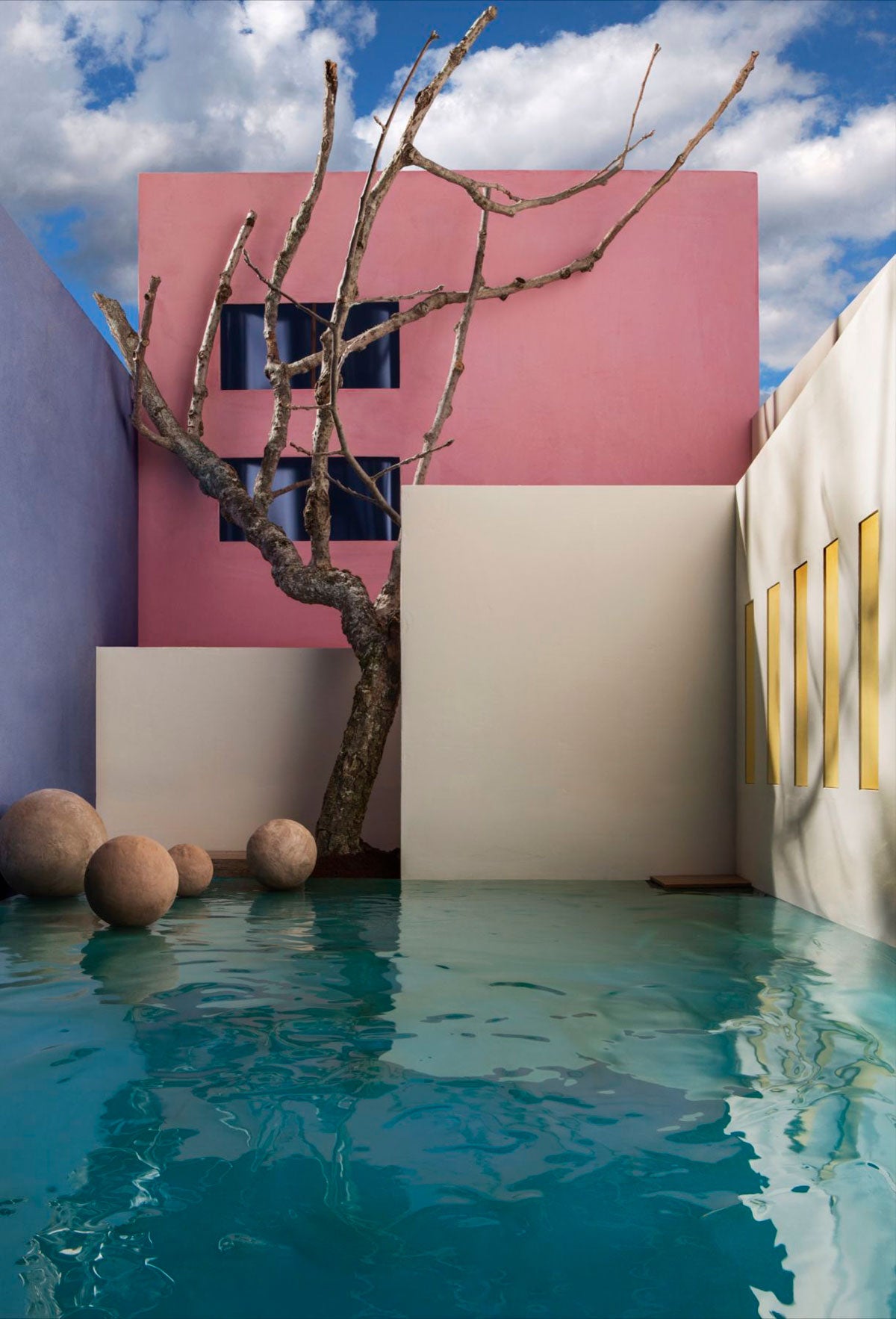 Flooded Courtyard with Tree, 2017  framed archival pigment print mounted to dibond.