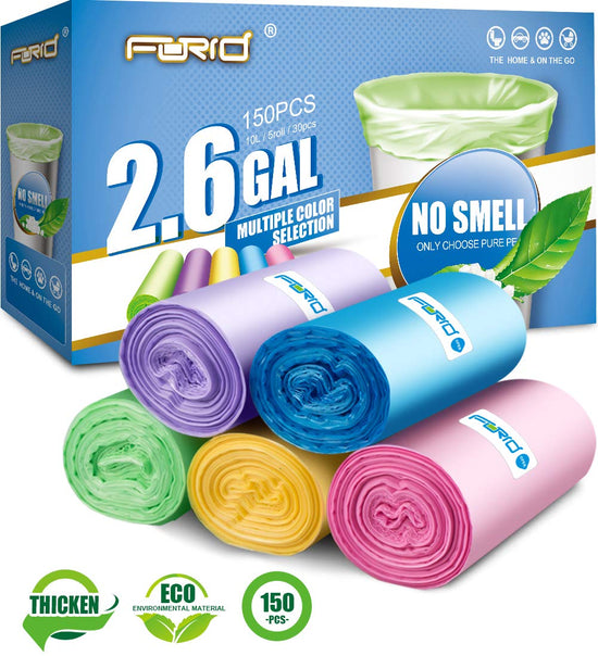 Small Trash Bag 2 6 Gallon Garbage Bags Forid Bathroom Trash Can Liners For Bedroom Home Kitchen 150 Counts 5 Color