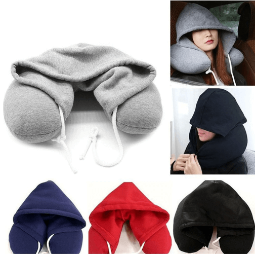 Memory Foam Hooded Pillow Hoodie Travel Neck Pillow Encompass Rl