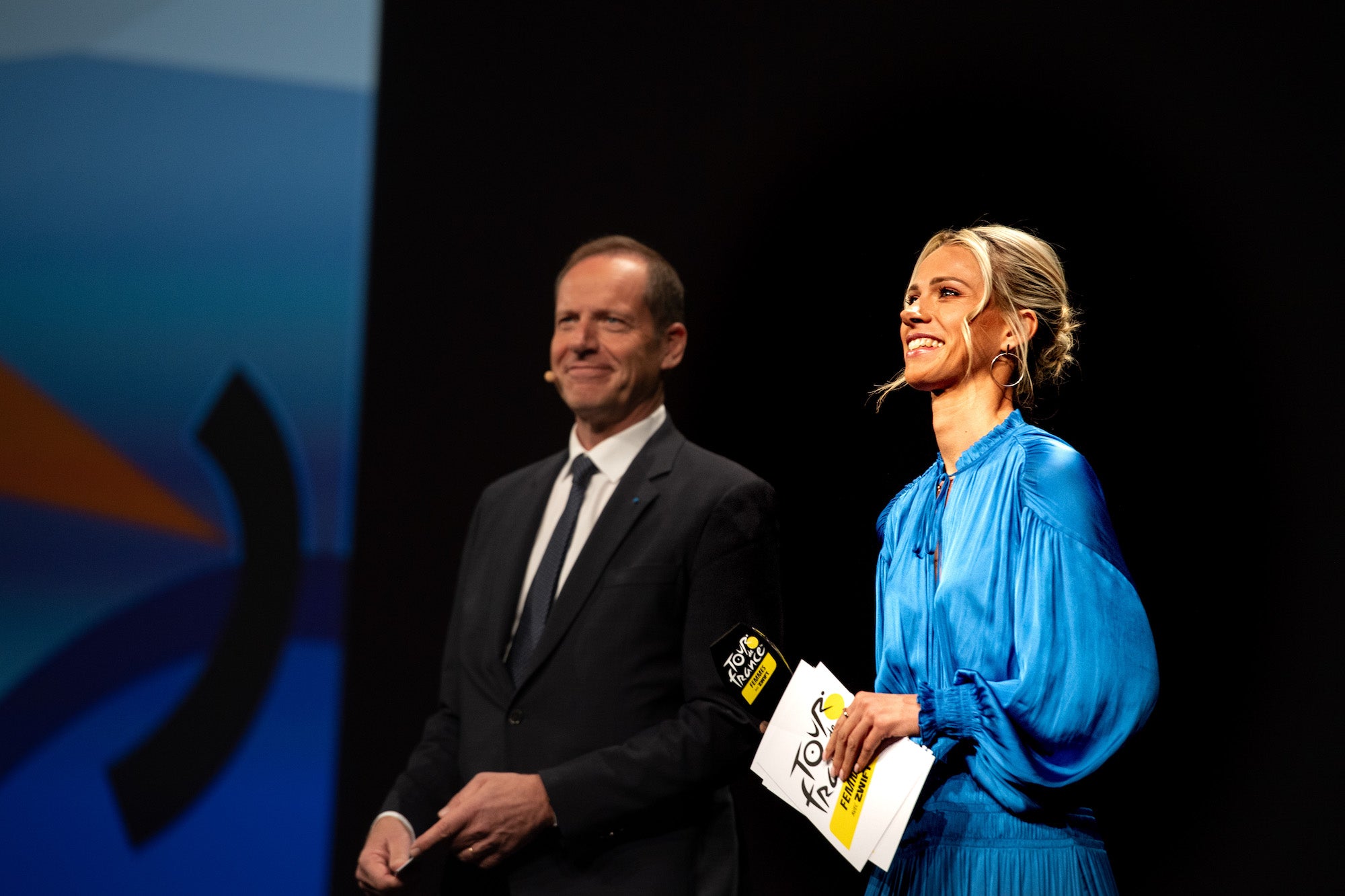 Christian Prudhomme and Marion Rousse