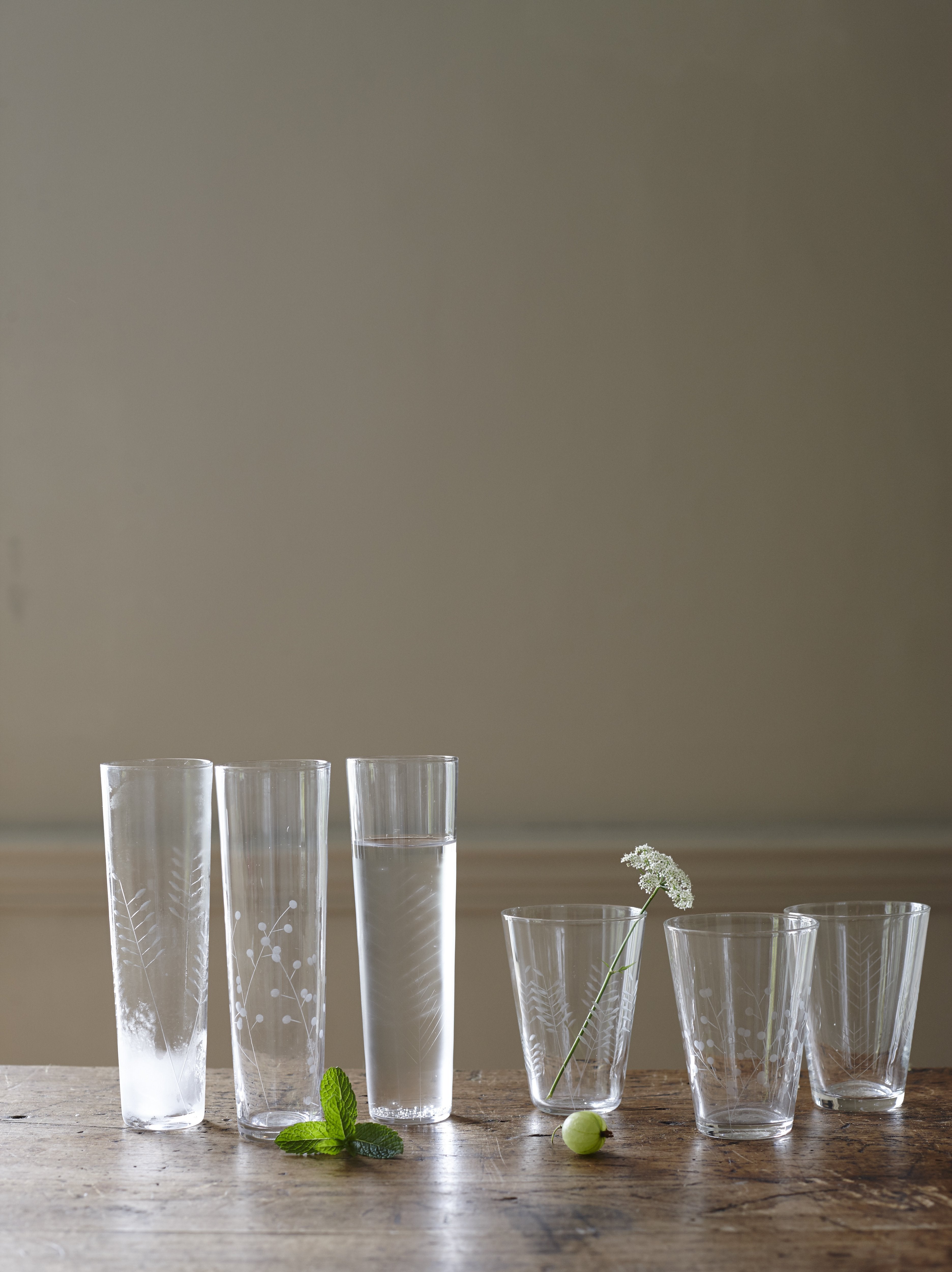 Sienna Linear Etched Water Glasses - Set of 6