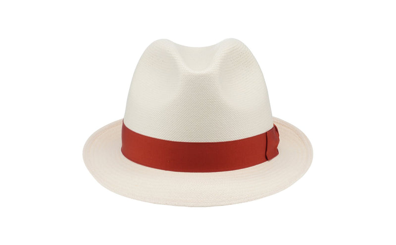 ボルサリーノBorsalino EXファイン カイマン パナマハット 60白×茶 - 帽子