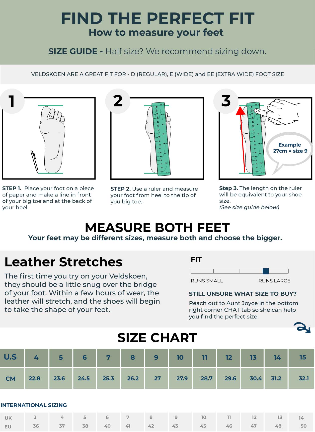 Men's Veldskoen Size Guide – Veldskoen Shoes USA