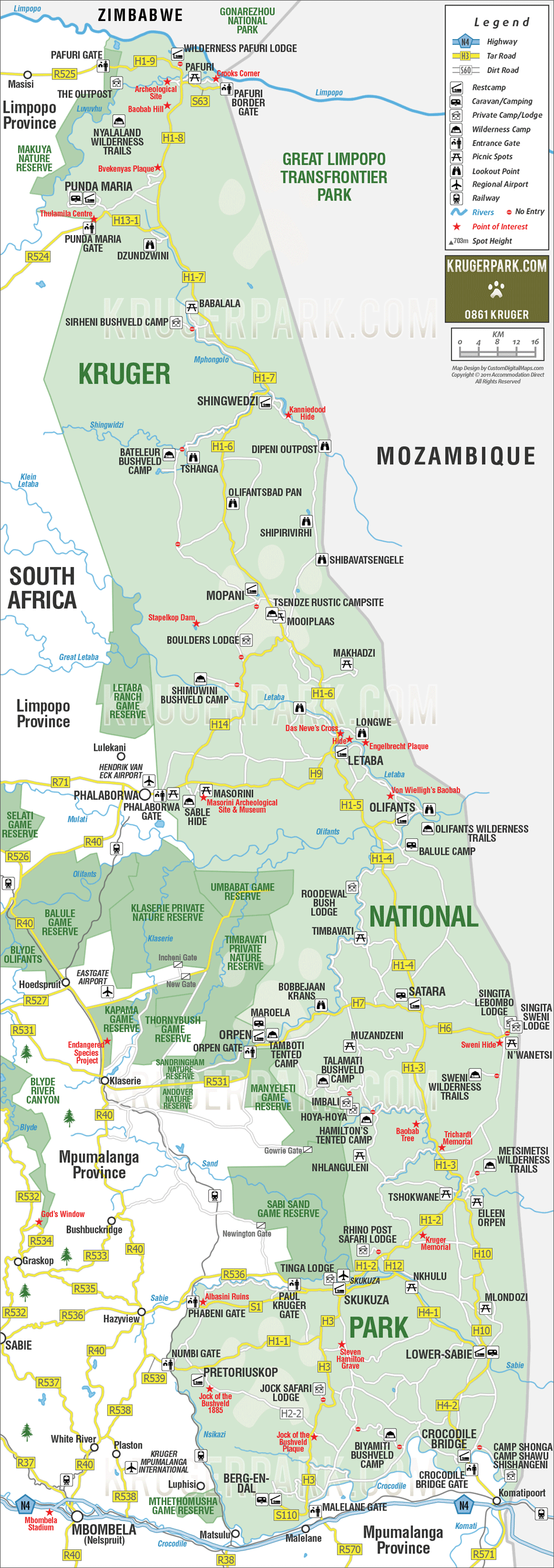 map of Kruger national park