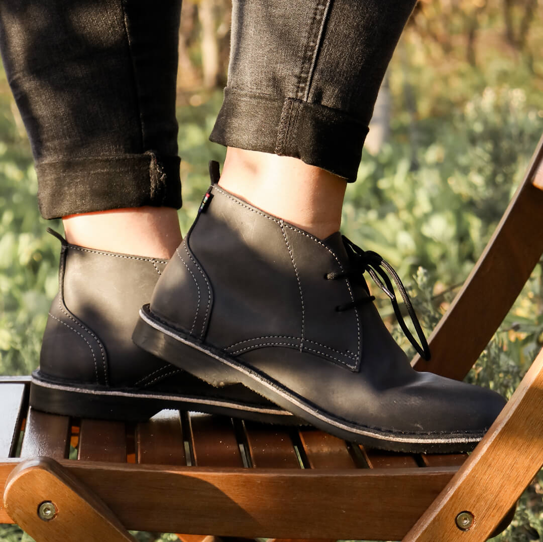 Womens Charcoal Chukka Boots - FREE SHIPPING | Veldskoen - Veldskoen Shoes  USA