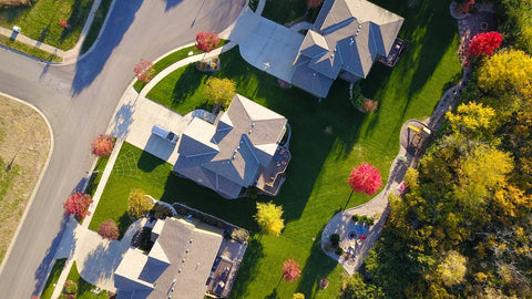 An aerial view of a neighbourhood