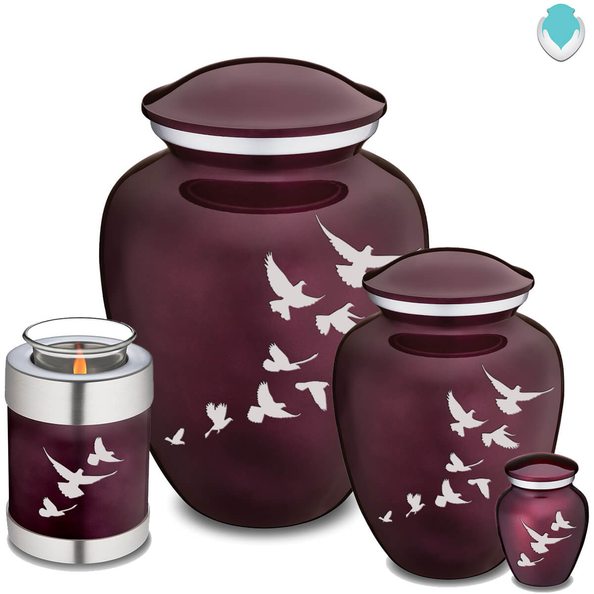 Adult Embrace Cherry Purple Doves Cremation Urn