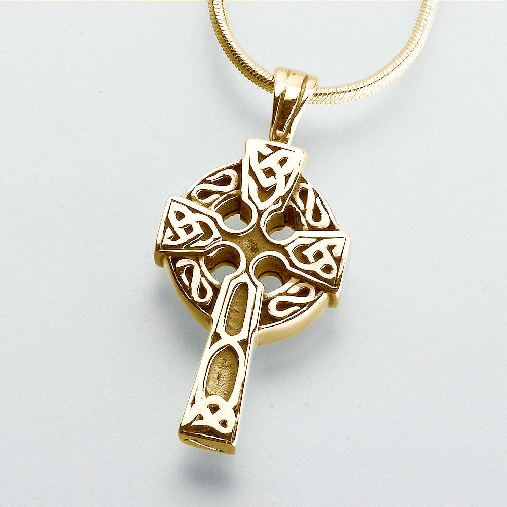 10K Gold Plated Irish Celtic Cross Pendant Necklace for Men Women - Etsy