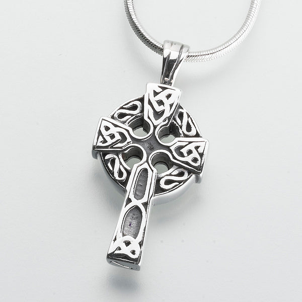 Sterling Silver Celtic Cross Pendant Cremation Jewelry - GetUrns