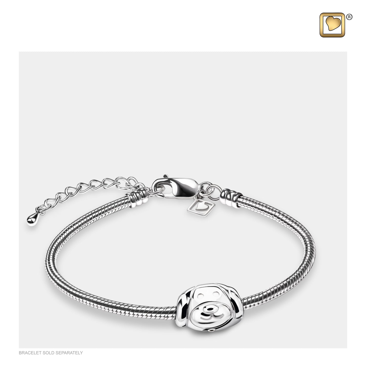 Dog™ Rhodium Plated Sterling Silver Cremation Bracelet Bead - GetUrns