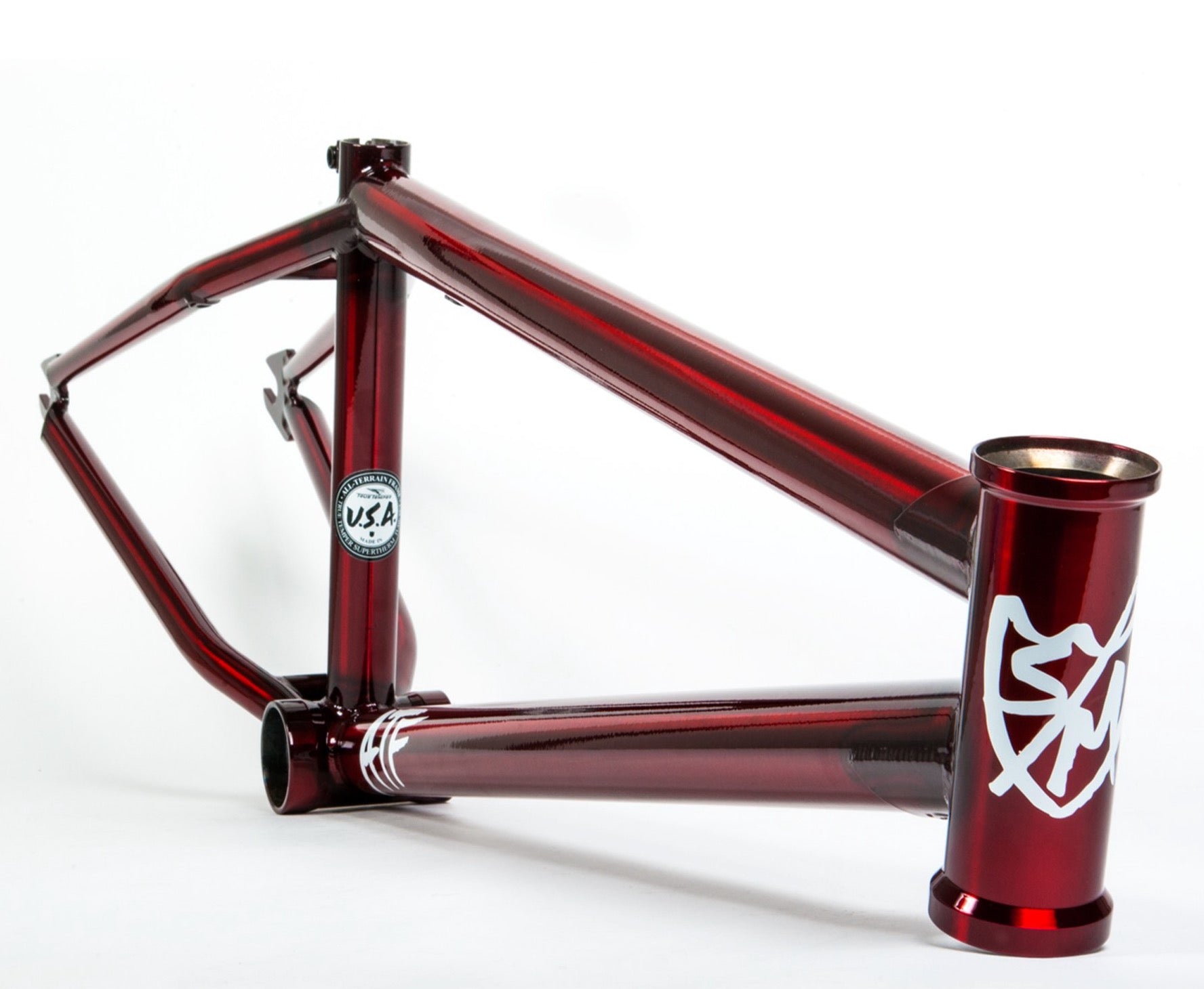 trans red bmx frame