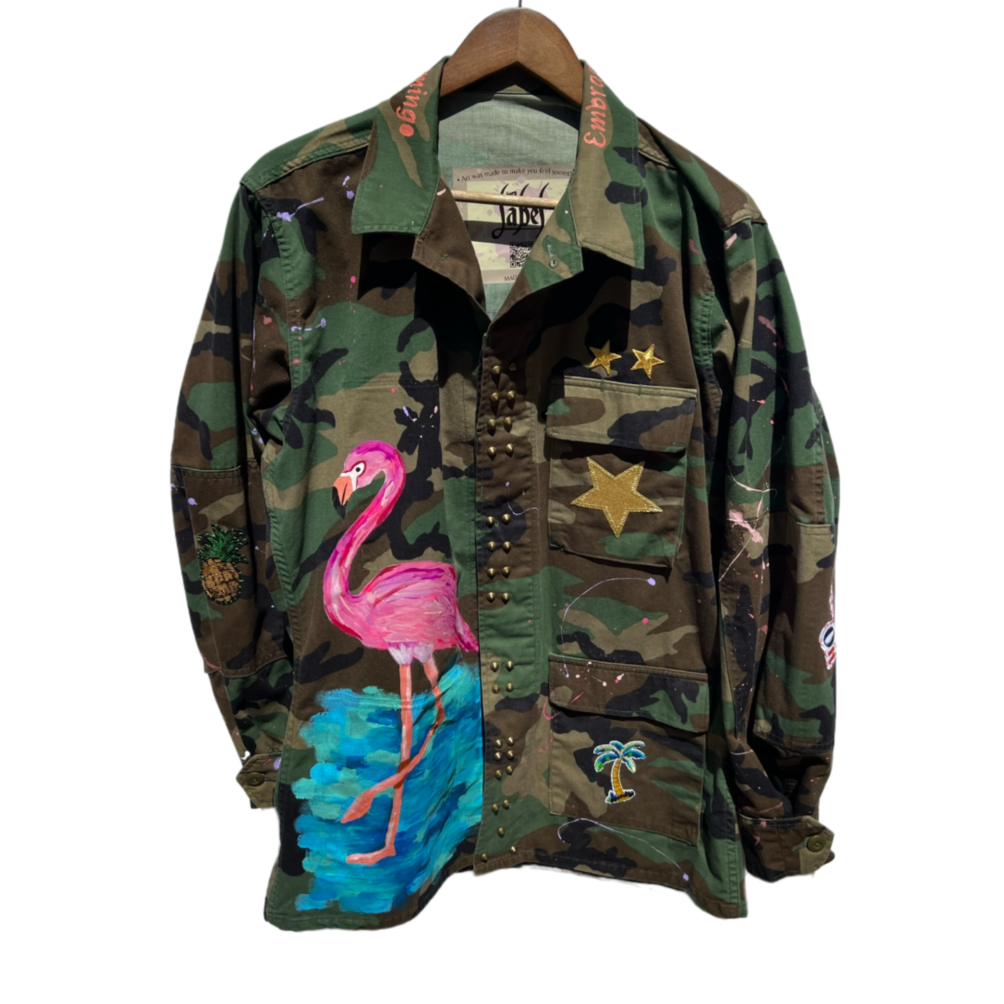 Onset åbning Converge Inner Flamingo - Hand-Painted Camo Jacket – The Label Official