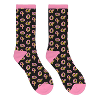 Donut Pattern Socks - Black/Pink-apivisioscene