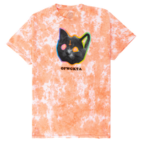 Psych Kitty Tee - Peach Crystal Wash Tie Dye-apivisioscene