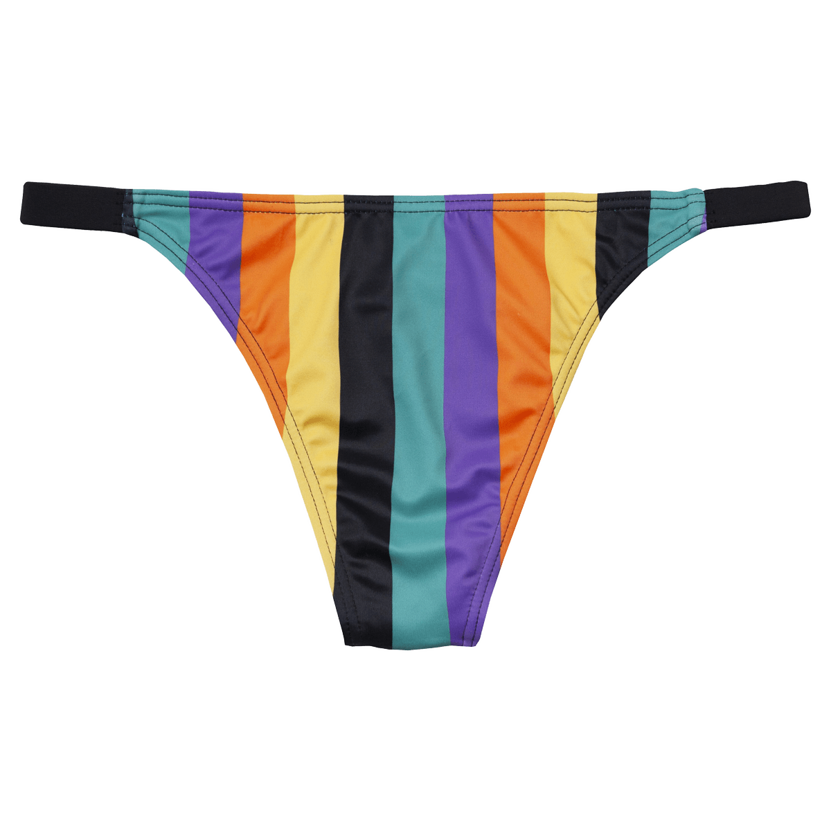 Striped Bikini Bottom - Black/ Multi-apivisioscene