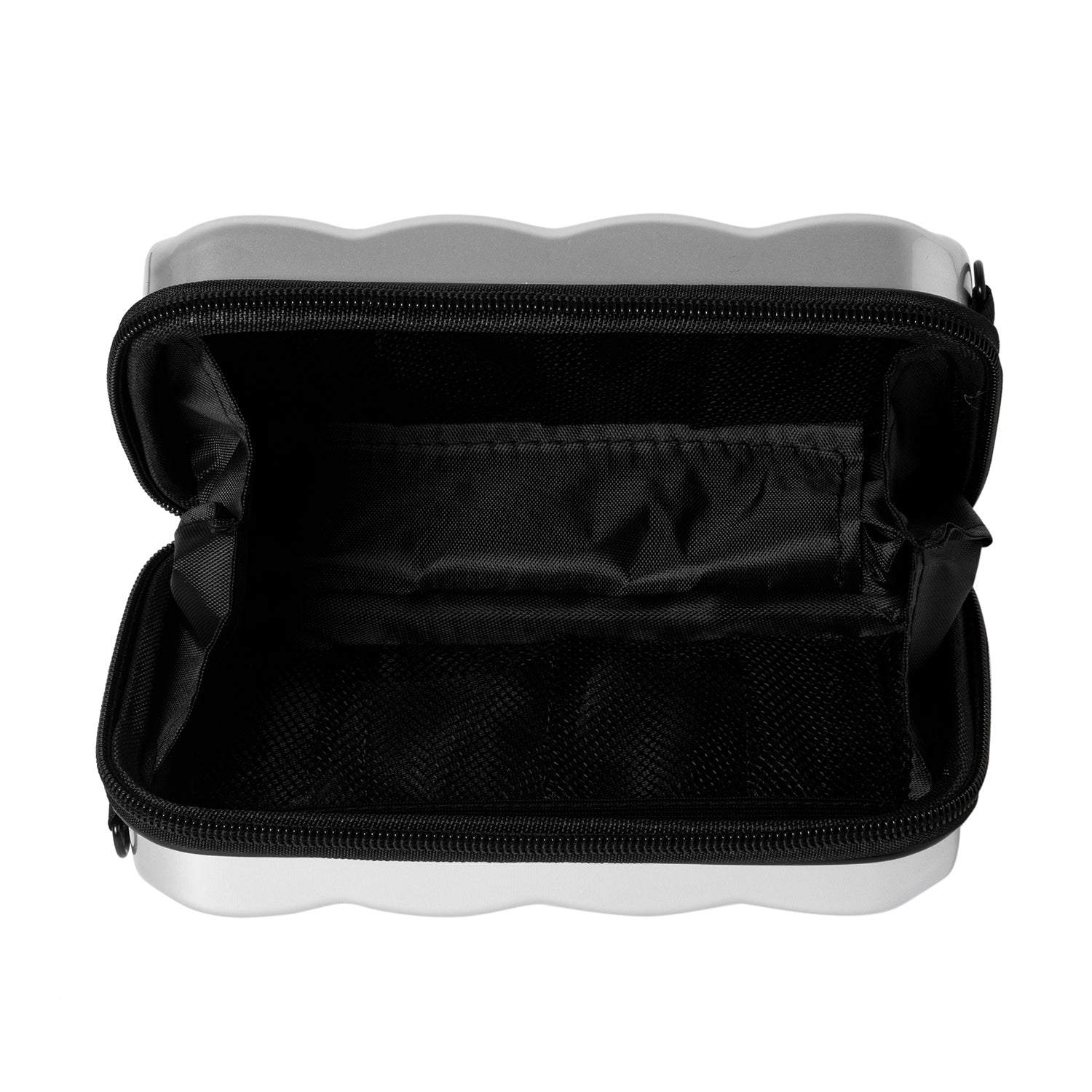 Suitcase Hard Case Clutch - Silver with Embossed Shapes-image-3