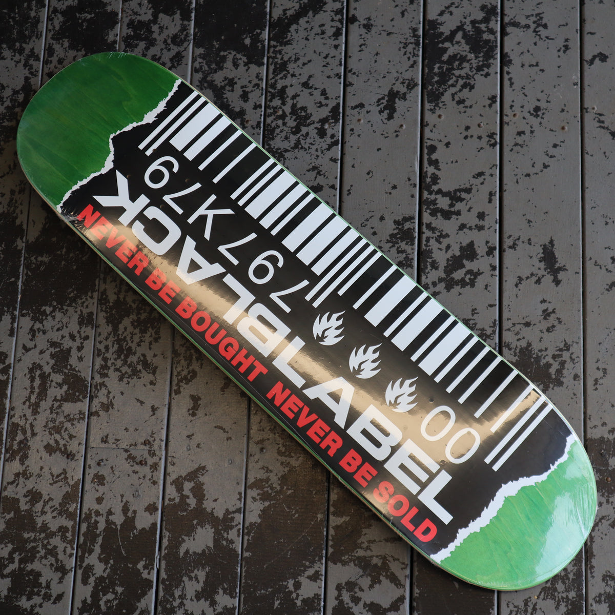 BLACK LABEL Barcode Ripped Skateboard Deck – JezebelSkateSupply