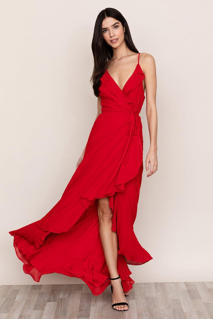 Meadow Maxi Dress | Red Wrap Maxi Dress – YUMI KIM